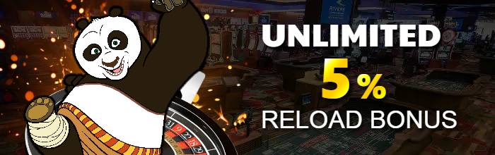 Unlimited 5% Deposit Bonus is offered to player who makes a deposit.